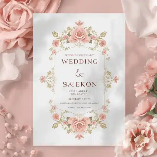 a4 wedding invitation sheet printed — single sheet wedding