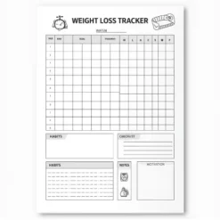 a4 weight loss tracker printed — single sheet weight page
