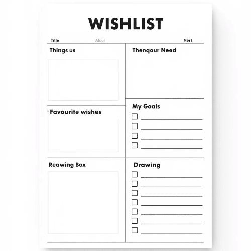 a4 wishlist sheet printed — single page activity sheet
