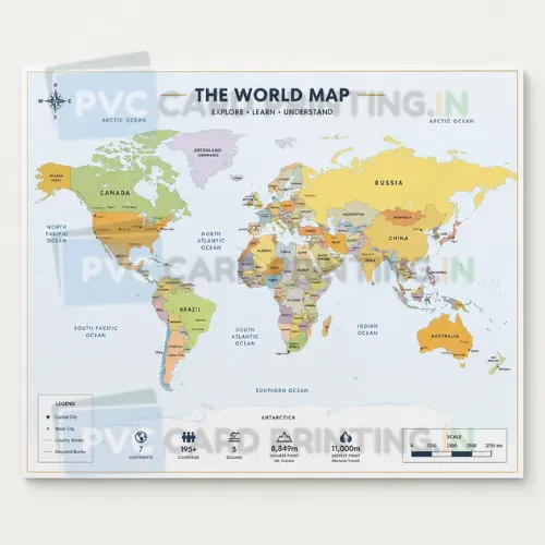 a4 world map wall art poster print — geography classroom poster printed