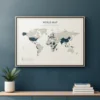 a4 world map wall art printed — world wall art poster single sheet
