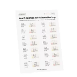 a4 year 1 addition worksheet printed — single sheet year practice