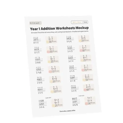 a4 year 1 addition worksheet printed — single sheet year practice