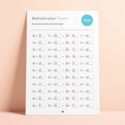 a4 year 3 multiplication sheet printed — single sheet year practice