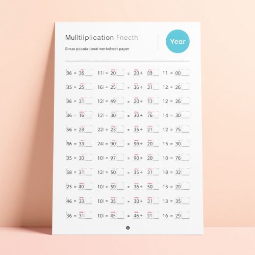 a4 year 3 multiplication sheet printed — single sheet year practice