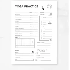 a4 yoga practice log sheet printed — single sheet yoga page