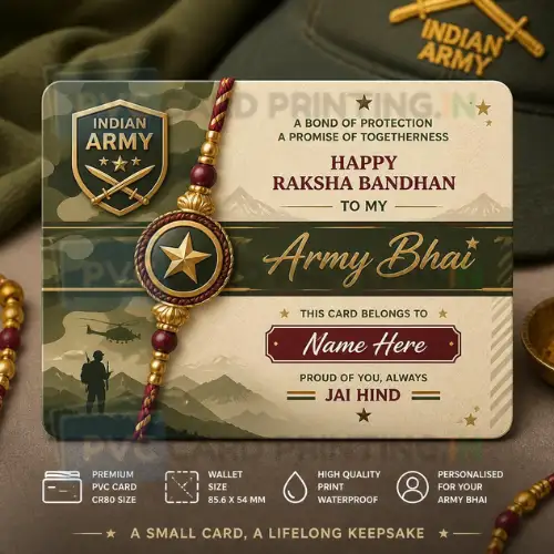 army bhai personalised pvc card rakhi