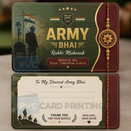 army bhai rakhi greeting card pvc