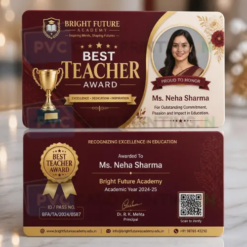 best teacher award pvc card