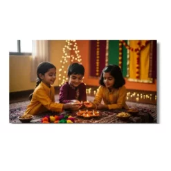 diwali children diyas a4 ntr print