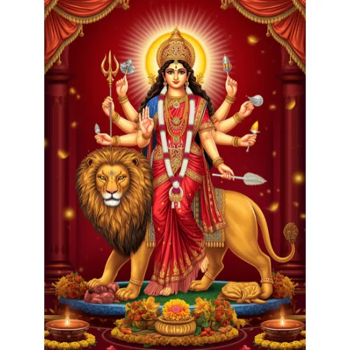 durga maa vaahan lion a4 ntr print