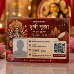 durga puja pandal pass pvc card