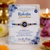 evil eye message card pvc rakhi