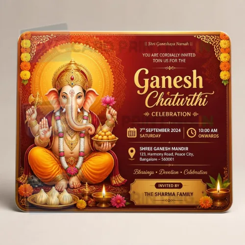 ganesh chaturthi invitation pvc card