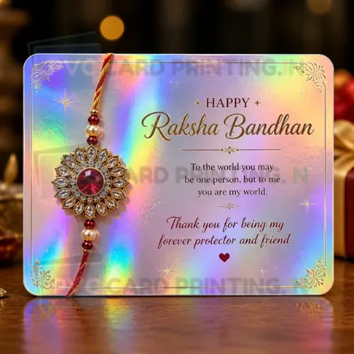 holographic message card pvc rakhi