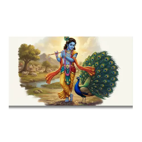 krishna peacock dance a4 ntr print