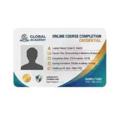 online course completion pvc card