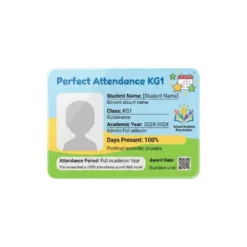 perfect attendance kg1 pvc card