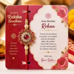 personalized message card with a rakhi