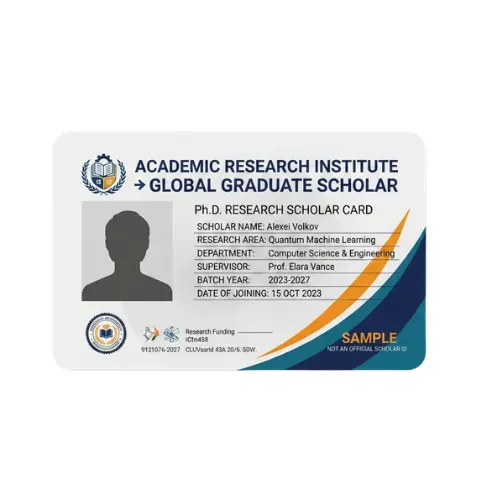 phd research scholar pvc card