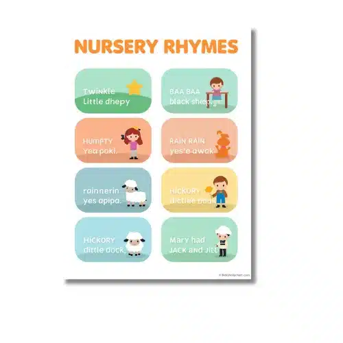 rhymes nursery a4 ntr print chart