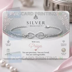 silver bracelet personalised pvc card