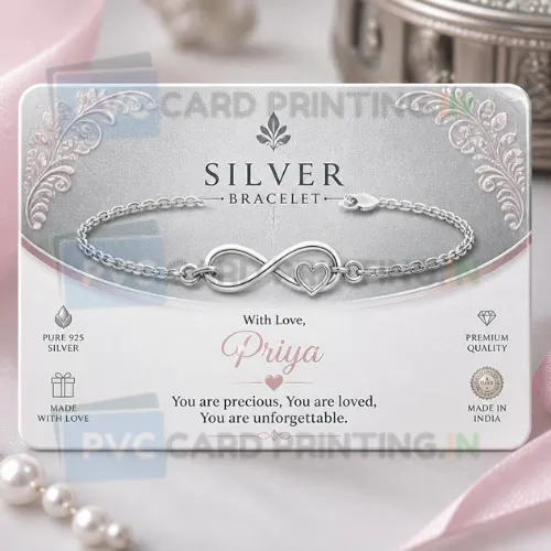 silver bracelet personalised pvc card
