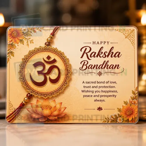 spiritual om message card pvc rakhi