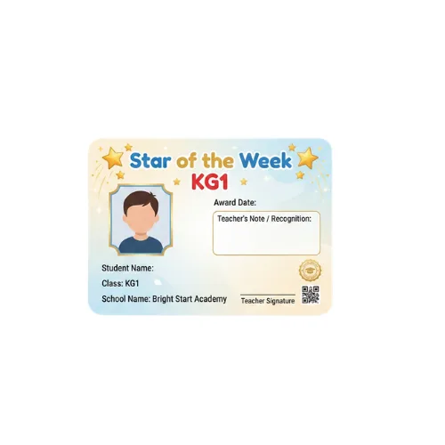 star of the week kg1 pvc card