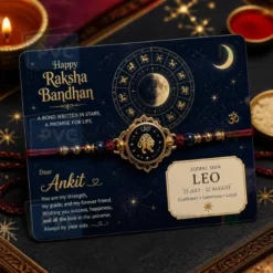 zodiac personalised pvc card rakhi