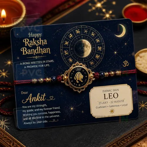 zodiac personalised pvc card rakhi