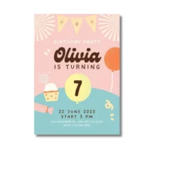 A4 Kids Birthday Invitation Printed — Single Sheet Kids Print