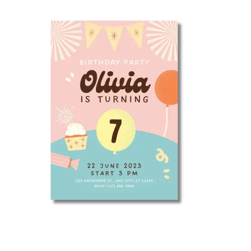 A4 Kids Birthday Invitation Printed — Single Sheet Kids Print