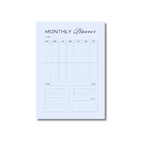 A4 Monthly Planner Sheet Printed — Single Page Monthly Organiser Sheet (2)
