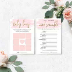 a4 baby shower game sheet printed — single sheet baby print