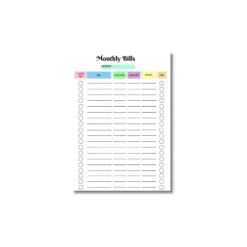 a4 bill payment tracker printed — single page bill organiser sheet