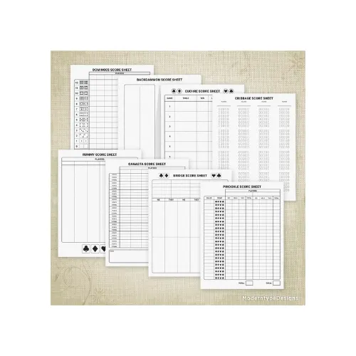 a4 board game score sheet printed — single sheet board print
