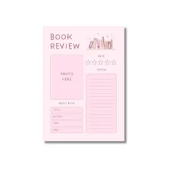 a4 book review sheet printed — single page book organiser sheet (1)