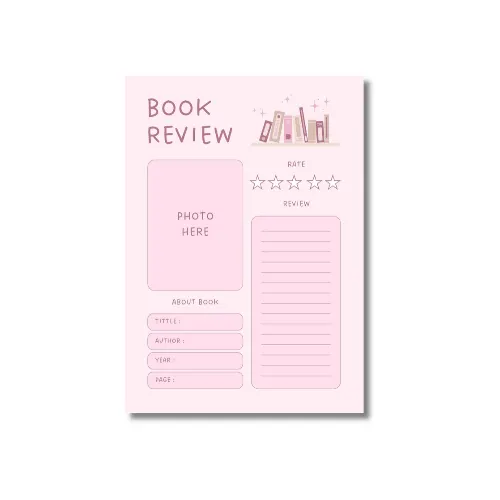 a4 book review sheet printed — single page book organiser sheet (1)