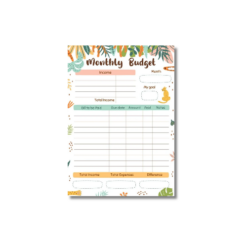 a4 budget planner monthly printed — single page budget organiser sheet