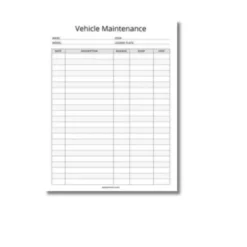 a4 car maintenance log printed — single page car organiser sheet (1)