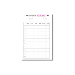 a4 card game score sheet printed — single sheet card print
