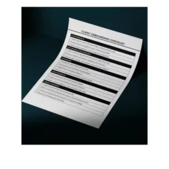 a4 client onboarding sheet printed — single page client organiser sheet