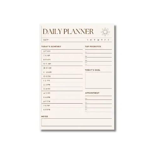 a4 daily to do list planner printed — single page daily organiser sheet (4)