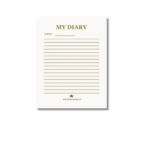 a4 diary entry writing sheet printed — single sheet diary practice