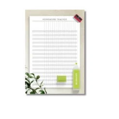 a4 homework tracker sheet printed — single page homework organiser sheet