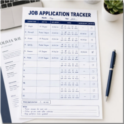 a4 job application tracker printed — single page job organiser sheet
