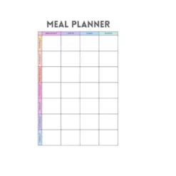 a4 meal planner sheet weekly printed — single page meal organiser sheet