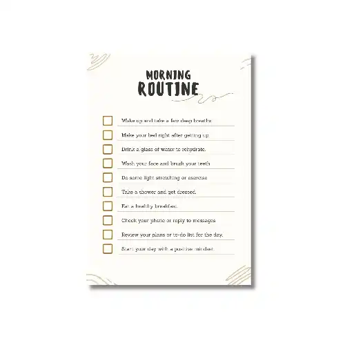 a4 morning routine planner printed — single page morning organiser sheet
