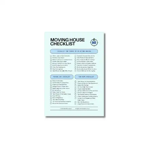 a4 moving house checklist printed — single page moving organiser sheet